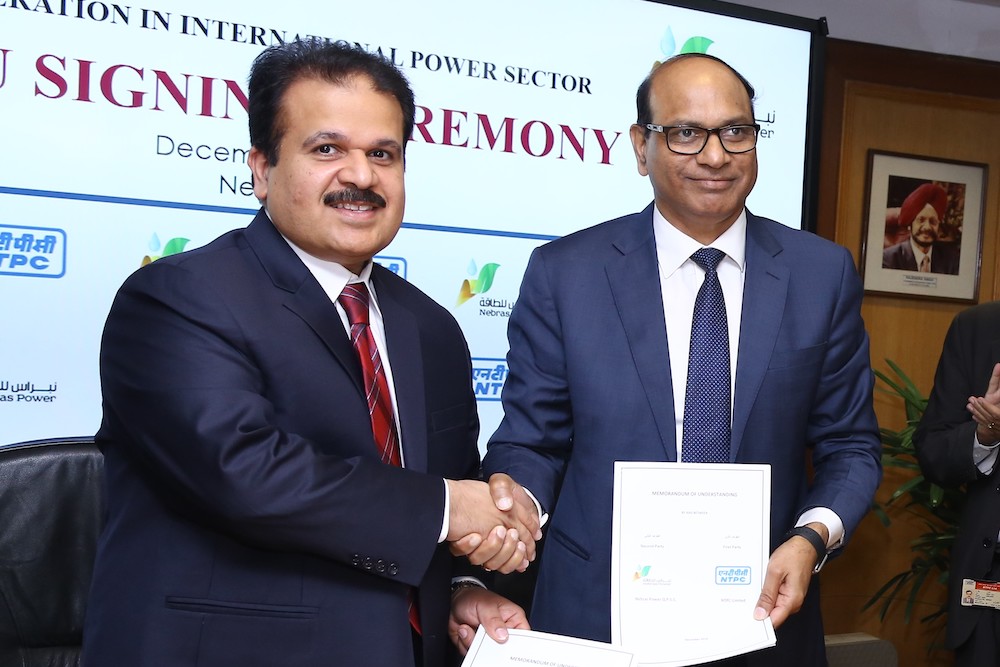وقعت شركة نبراس للطاقة مذكرة تفاهم مع المؤسسة الوطنية للطاقة الحرارية في الهند (NTPC) بهدف دراسة فرص الاستثمار المشترك بين الطرفين في الاسواق العالمية
